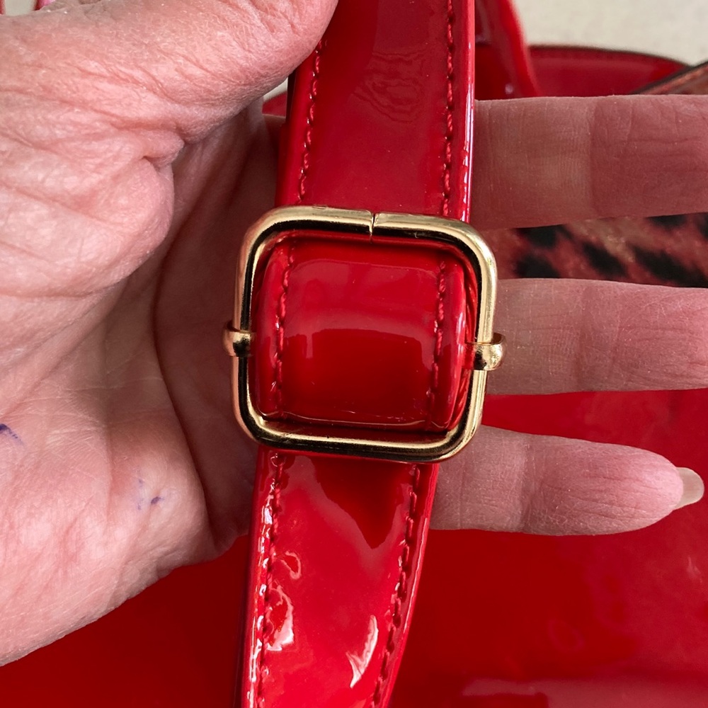 VTG Red Leopard Patent Print 2-1 Bag - Picture 12 of 12